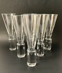 6 Sasaki Colonnade Crystal Champagne Flutes Japan Vintage Vintage Barware