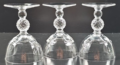 3 Morgantown Golf Ball Clear Low Sherbet Set Vintage Optic Bowl Stemware MCM Lot