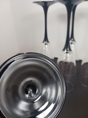 Vintage Luminarc France Domino Black Stemmed Clear Champagne Glass Flutes Set 5