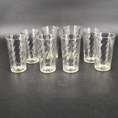 8 Vintage Libby Juice Glasses Clear Optic Swirl Twist 5.25″ Tall