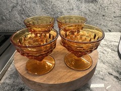 Amber Indiana Glass Sherbert Dessert Cups Whitehall Colony Footed
