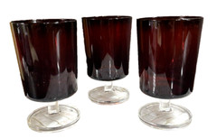 SET OF 3 Vintage Luminarc France Ruby Red Wine Glasses Goblets 5″ Tall
