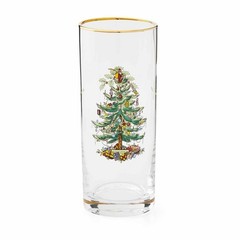 Vintage Spode Christmas Tree Set of 4 Highball Glasses Holiday Tableware