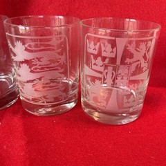 Horchow Collection Coat Of Arms Crystal Double Etched Design Set Of 4