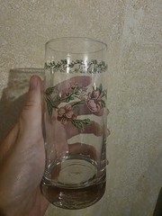 Vintage Farberware English Gordon Floral Glasses, Set Of 8. ONE GLASS CHIPPED