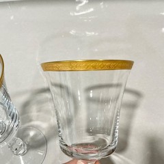 Andover Fostoria Set of 2 Water Goblets Gold Trim 6.75″