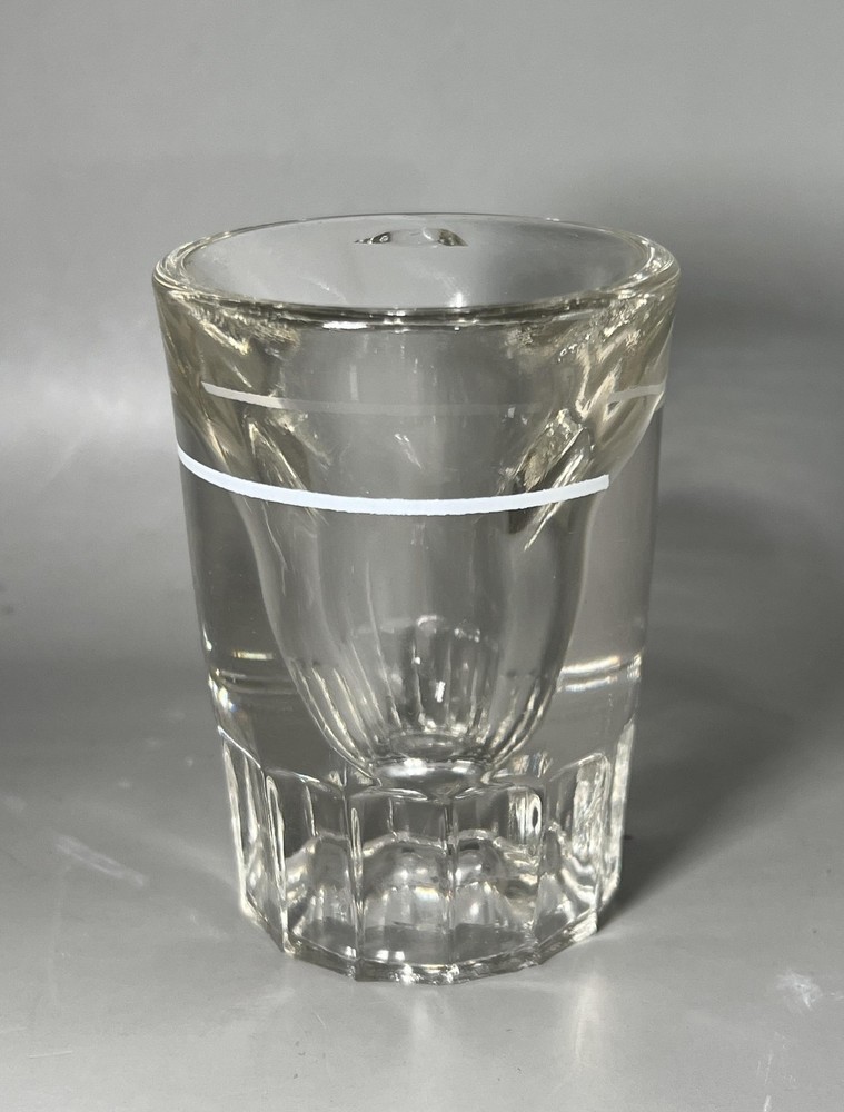 Vintage Clear Glass Shot Glass 2oz Heavy Bottom White Stripe Barware 3 inch Tall
