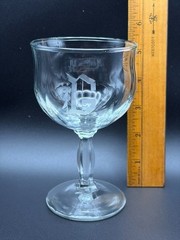 Vintage Etched Crystal Goblets with “G” Monogram – Set of Five Elegant Glasses