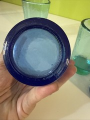 Fire & Light 12oz Tumblers Textured Glass Set Of 4: 2 Aqua And 2 Cobalt