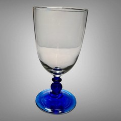 Set Of 2 Vintage Luminarc Cobalt Blue Stem Iced Tea/ Water Glass Goblet 7” Tall