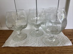 VTG Libbey Chivalry Clear Wine Goblets Glasses Set of 4 Hexagon 5”