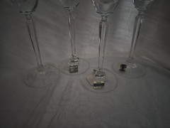 Set of 4 Mikasa Wheaton Lead Crystal Champagne Flutes 9 3/4″h Gold Rim NIB