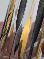 4 MCM Federal Glass Co. Black & Gold Cattail Atomic Highball Barware Glasses