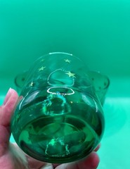 4 Vintage 90s Anchor Hocking Emerald Green Glasses Gold Star Swirl Celestial EUC