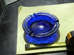 Vintage Cobalt Blue Ashtray *Georgian Ultra Blue by Viking * Heavy/Brilliant!