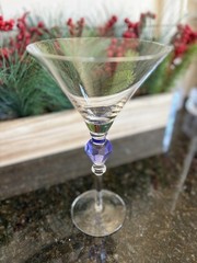 GEMSTONES by Gorham Martini Glass Blue 9 3/8″ Blown Glass Crystal No Chips