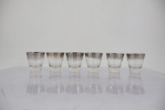 Vitreon Queens Lusterware Silver Fade Ombre Shot Glasses Set of 6 Vintage MCM