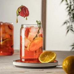 Set of 6 Patented Can Shaped® Drinking Glasses – 16oz Clear Goblet Glass Cups…