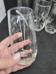 Princess House Heritage 12 Oz Tumbler Set Of 6 Clear Floral Etched 5″ Glasses