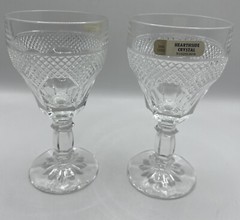 SET of 2 HEARTHSIDE 24% LEAD CRYSTAL WINE GOBLETS YUGOSLAVIA