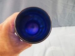 Vintage Northwood Blue Carnival Glass Peach Pattern Tumbler INV2
