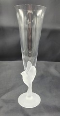 3 Vintage «Wings Clear'» Bird Dove Stem Japan Sasaki Crystal Champagne Flutes