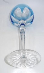 Faberge Crystal LAUSANNE Wine Hock, Cut to Clear Panels Sky Blue 8 3/8″ Tall