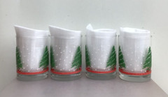 Vintage Set of 4 SNOWY CHRISTMAS TREE GLASSES Raised Tree and Snow 4 ¼”