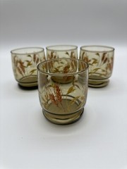 4 Anchor Hocking Triguba Tawny/Golden Wheat Juice Glasses 10 oz.