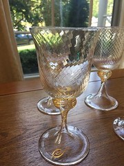 Six Salviati Venetian Blown glass Gold Wine Goblets