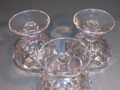 Vtg 3-Sun Kissed Purple Fostoria American Champagne Low Sherbert Glasses 3 1/2″T