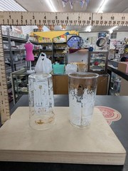 Vintage Etched Tall Drinking Glasses Kitchen Scene Design Set of 2