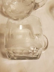 (8) Moser Roland Queen Lace Kenyan African Elephant Sable Lion Etched Glass Mug