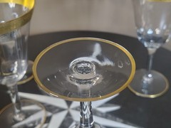 Set 4 Genuine TIFFIN Gold Encrusted Minton 12 Panel Optic White Wine Glasses