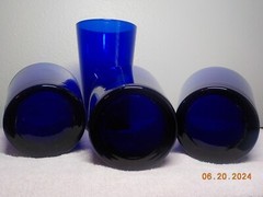 LIBBYS COBALT BLUE METROPOLITAN TUMBLERS LOT OF 4 ONE 5 7/8″ T THREE 4 3/8″ T
