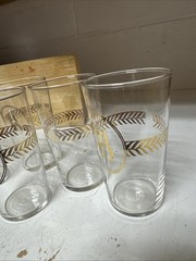 VTG Libbey Gold Laurel Leaf Monogrammed B Glasses Set of 6 MCM One Broke (5)