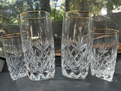 Lenox USA Cut Crystal Glasses with Gold Rim – Set of 4 (Tumblers)