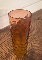 New England Glass Co. Victorian Amberina Baby Thumbprint Tall Optic Tumbler