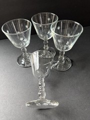 Vintage Etched Cordial Stem Glass Set (4) Star Sunburst Atomic MCM Barware