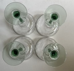 4 Vnt Cristal D’Arques-Durand Green Stem Sombrero Margarita Glasses 1990s France