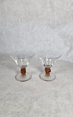 2 Vintage Bryce Amber Swirl Optic Champagne Cocktail Glass Sherbert SEE PHOTOS