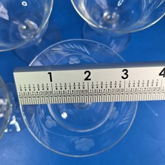 5 Crystal Champagne Coupe or Sherbet Glasses Hand Cut Etched Design Floral