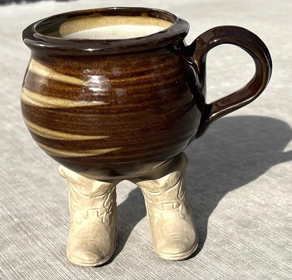 Vintage 1985 Muddy Waters Cowboy Boot Ceramic Cup Pottery Mug 5.5″