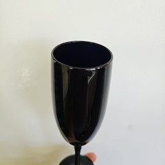 Black Art Glass Elegance 8.75” Tall Stem Champagne Glass