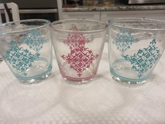 3 Vintage Hazel Atlas Sour Cream Glass Lace Pattern 1/2 Pint EUC