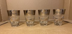 Mid Century Dorothy Thorpe Silver Faded Wide Band Whiskey Glasses Set Of 4
