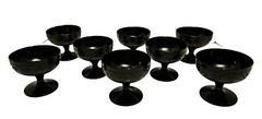 Hazel Atlas Black Cloverleaf Sherbets 3″ Footed Lot Of 8 (Read Description) Vtg