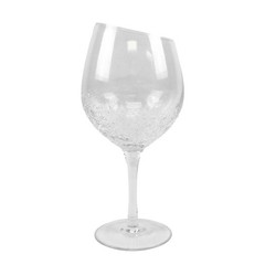 Pier 1 Imports Angled Rim Crackle Pattern Etched Clear Wine Glass 8.75″ Tall