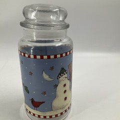 Sakura SNOWMAN Debbie Mumm Anchor Hocking Candy Jar Christmas Seal 8″ Vintage