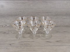Vintage Libbey Royal Fern 4.25″ in. Footed Goblets MCM Barware Set of 6